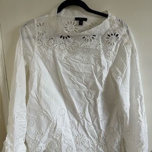 Funnel neck J Crew eyelet blouse